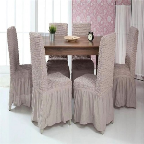 Σετ Ελαστικά Καλύμματα Καρέκλας Τραπεζαρίας με Βολάν Μόκα Σετ Ελαστικά Καλύμματα Καρέκλας Τραπεζαρίας με Βολάν Μόκα